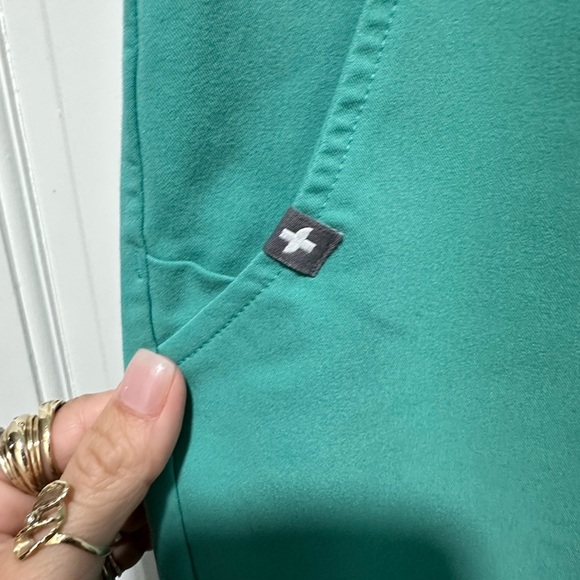 Figs Zamora Teal Green Jogger Pants with Navy Drawstring Size XXS - Picture 8 of 10